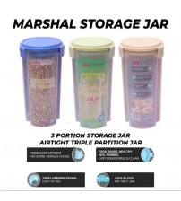 3 Partition Food Grade Pure Plastic Marshal Air Tight Storage Jar 1Pcs